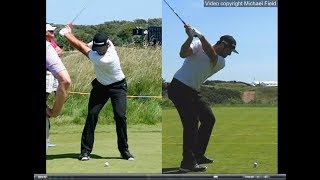 Jon Rahm golf swing  Long Iron faceon amp downtheline July 2017 [upl. by Neahs148]