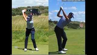 Justin Thomas golf swing  Long Iron faceon amp downtheline July 2017 [upl. by Eitsirk]