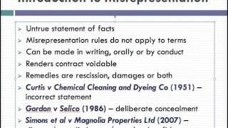 Misrepresentation Lecture 1 of 4 [upl. by Gibbons]